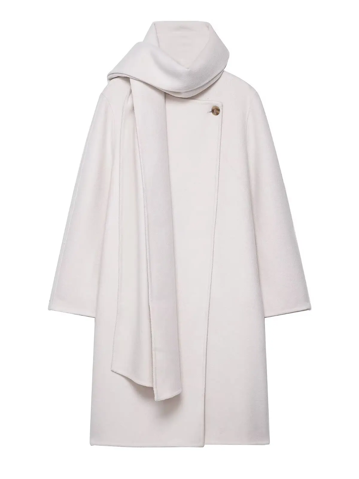 

Handmade Wool Blend Coat Women's Faion Autumn Winter New Sle Thiened Scarf Collar Outerwear Chinese Brand No Label
