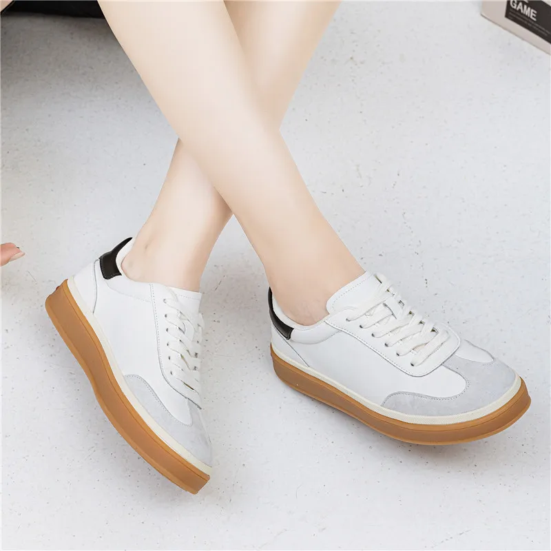 MORAZORA 2025 New Genuine Leather Shoes Women Sneakers Lace Up Spring Summer Fashion Platform Flats Ladies Casual Shoes image 3