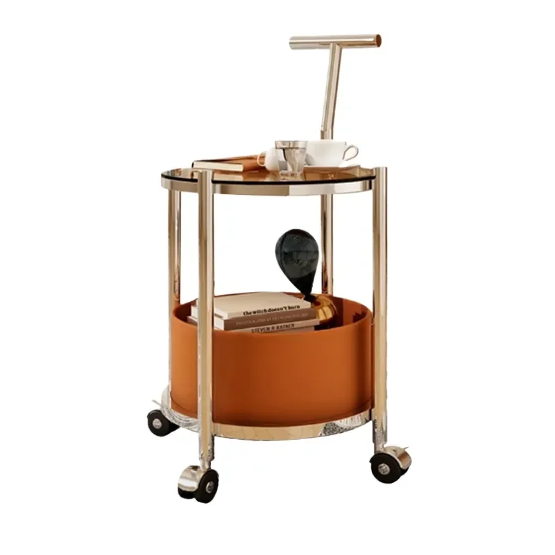 Nordic Side Table Mobile Cart Rack Modern Simple Small Coffee Table for Living Room Corner Sofa Side Cabinet