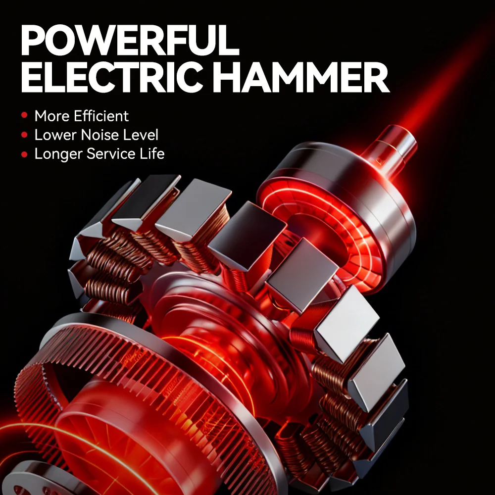 ONEVAN 3500W Bürstenloser Elektrohammer 4 Modi Kabelloser Multifunktions-Schlagbohrer Elektrowerkzeug für Makita 18V Akku – Detail 7