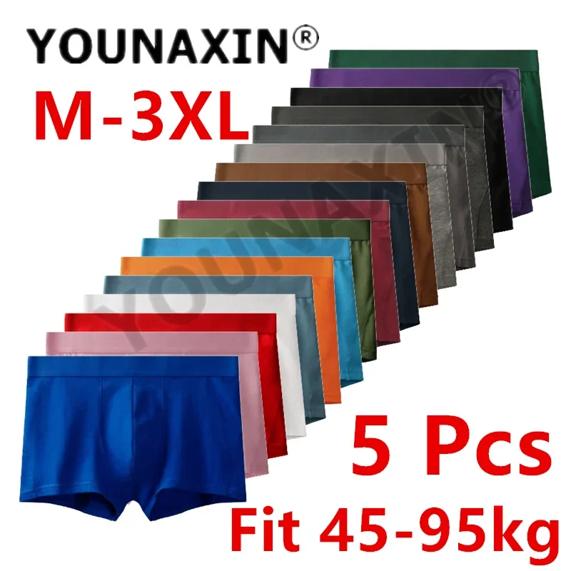 

5 Pcs Men Large Size Underwear Cotton Boxer Briefs Breathable Boxershorts Panties Boy Undies Solid Colors Trunks M L XL 2XL 3XL