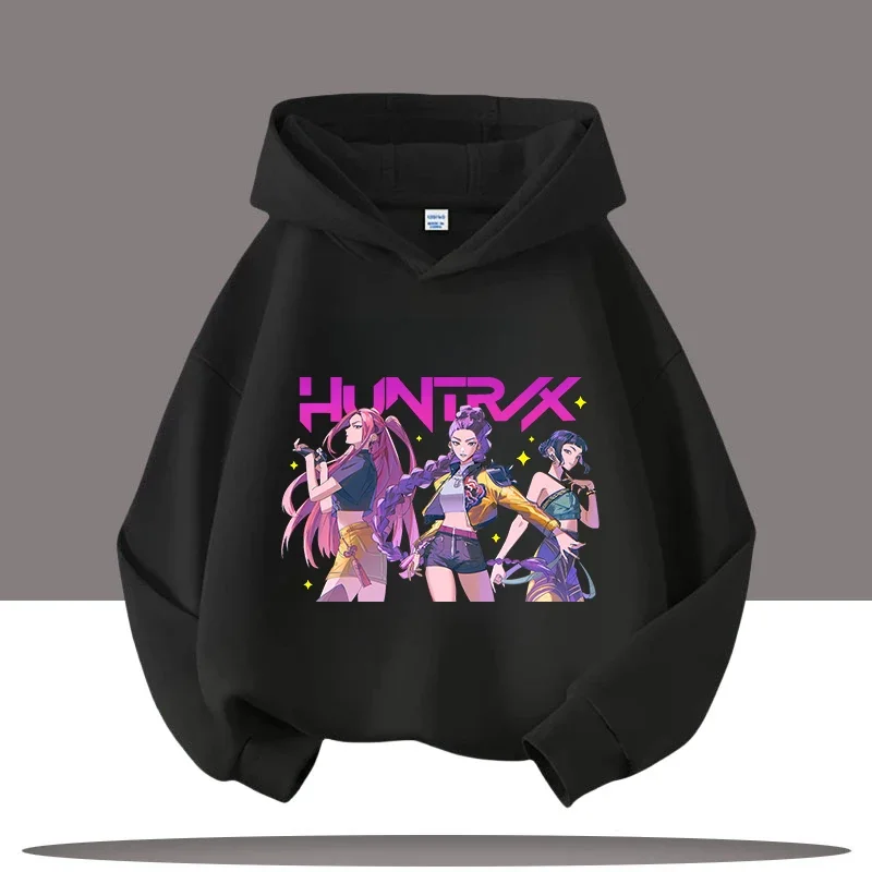 

2026 new K-pop "Demon Hunter" children's hooded sweatshirt - cute girl casual top - boy sports shirt with cartoon print