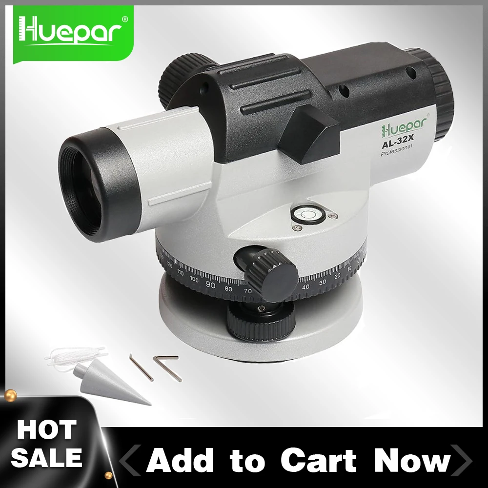 

Huepar Automatic Optical Level Parallel with Self-Leveling Magnetic Dampened Compensator Height/Distance/Angle Measuring Tools