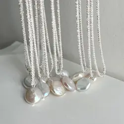 100% Natural Baroque Freshwater Pearl 925 Sterling Silver Female Pendant Necklace Jewelry For Women Birthday Gifts