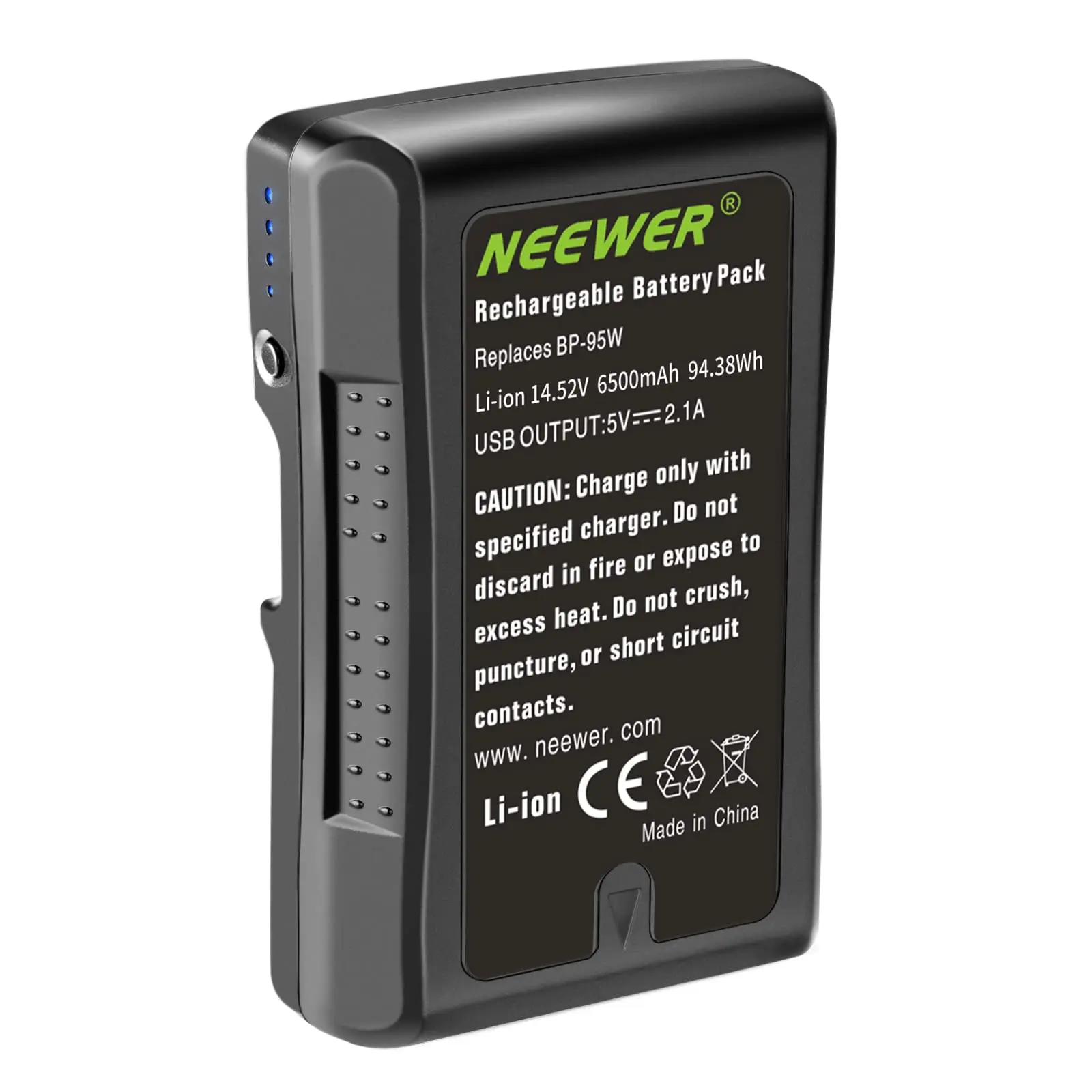 Neewer V Mount/V Lock Battery - 95Wh 14.8V 6600mAh Rechargeable Li-ion Battery for Broadcast Video Camcorder