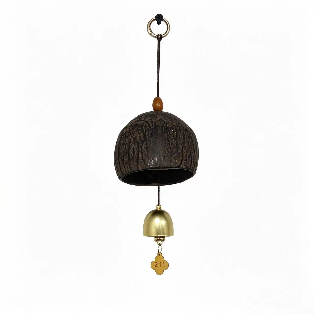 Yunyu Nutshell Wind Chime Pendant New Chinese Zen Double Bell Balcony Tea Room Healing Tie