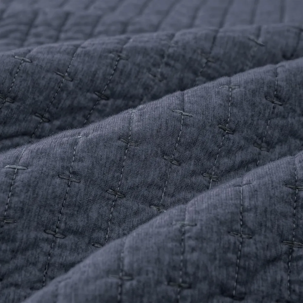 لحاف جيرسي قطني بحجم كينج مع نمط غرزة الأرز باللون الأزرق الداكن، بما في ذلك وسادتين شامز - ناعمة ومسامية وجميعها #3