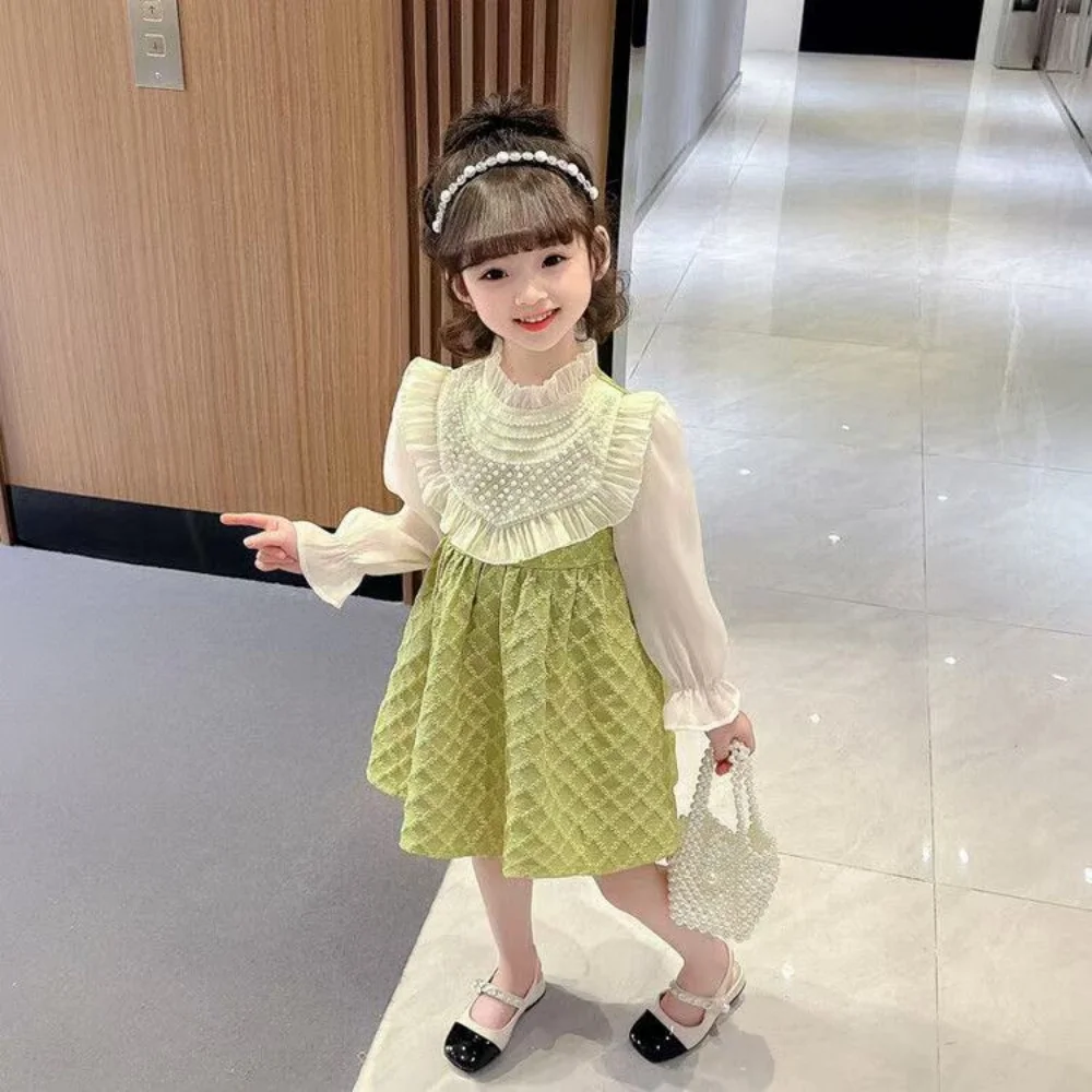 2025 Spring Autumn kids Girl's Clothes 2-7 T Baby's Birthday Princess Party Dresses Fashion Design Pearl Dress for Girl Clothing
