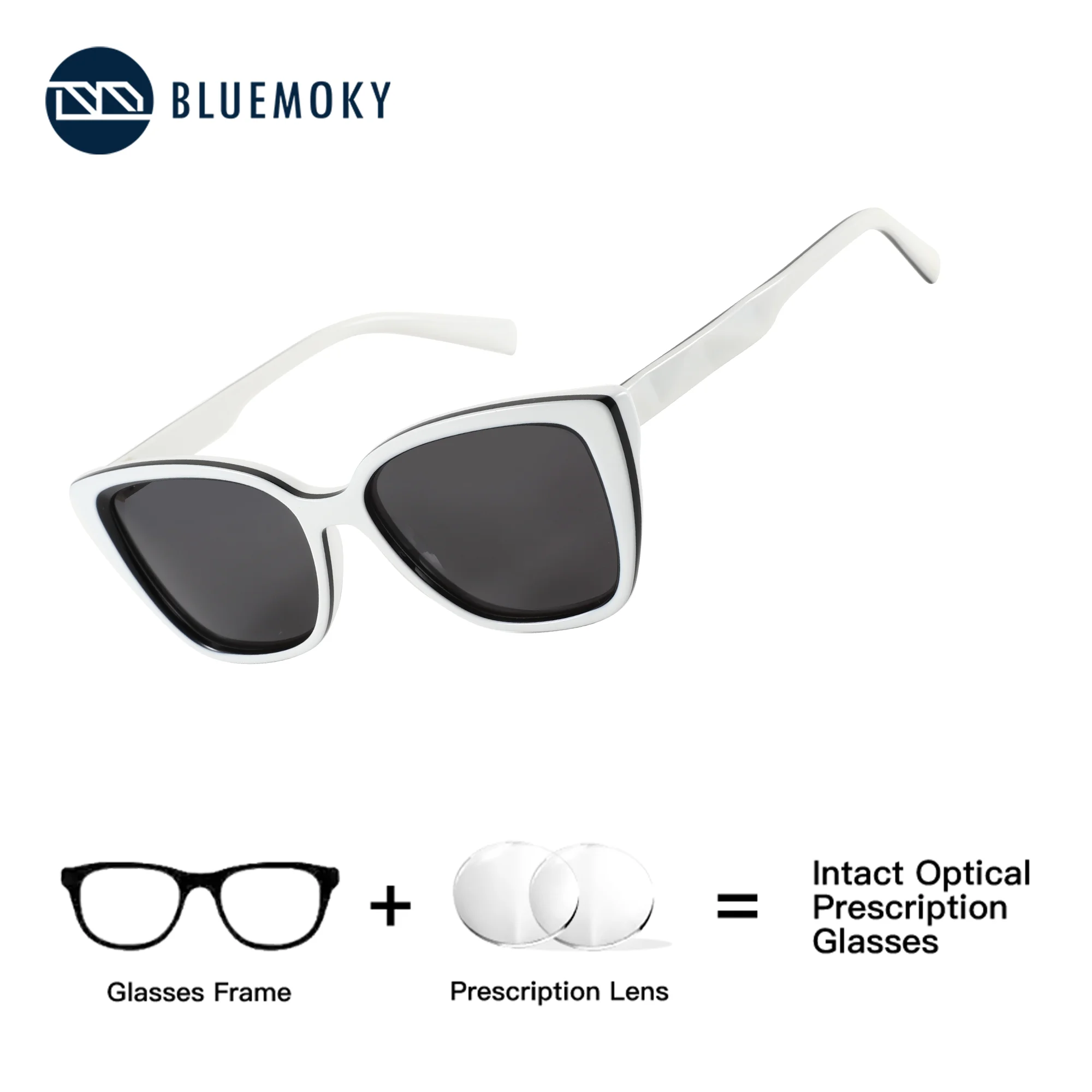 

BLUEMOKY Women Butterfly Acetate Customized Corrective Prescription Sunglasses UV400 Solar Lens Progressive Myopia Protection