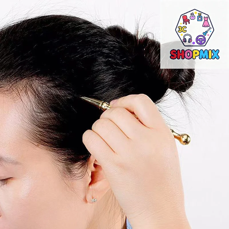 

Латунная массажная палочка для лица с двойной головкой, инструмент для ухода за кожей, ложка для акупрессуры, ручной роликовый массажер для тела, массажная планка