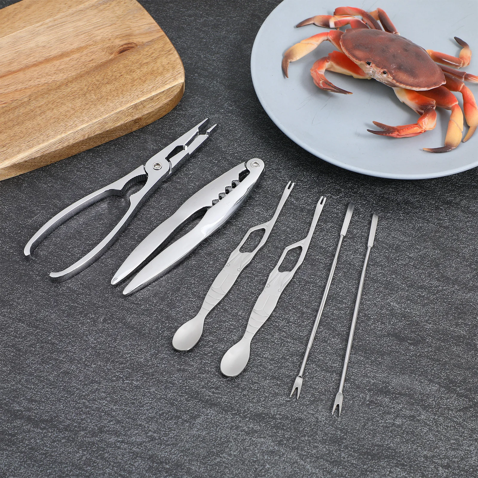 

Crab Claw Tool Set Seafood Forks Nut Crackers Stainless Steel Kitchen Accessories Lobster Eating Tools Pecan Walnut Cracker