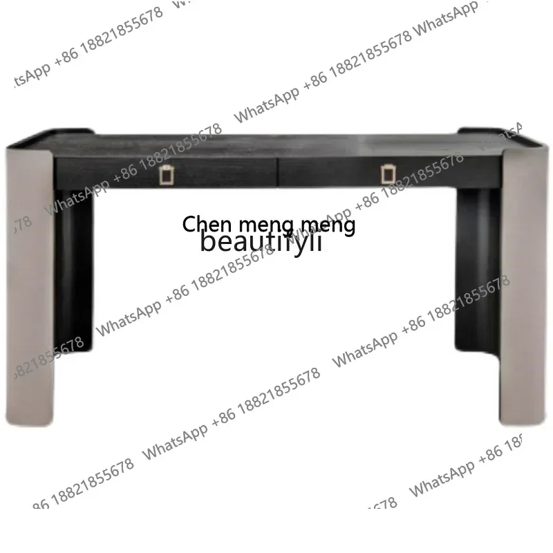 

xz1X1Italian simple side cabinet solid wood open paint bucket cabinet, saddle leather desk Nordic, living room cabinet