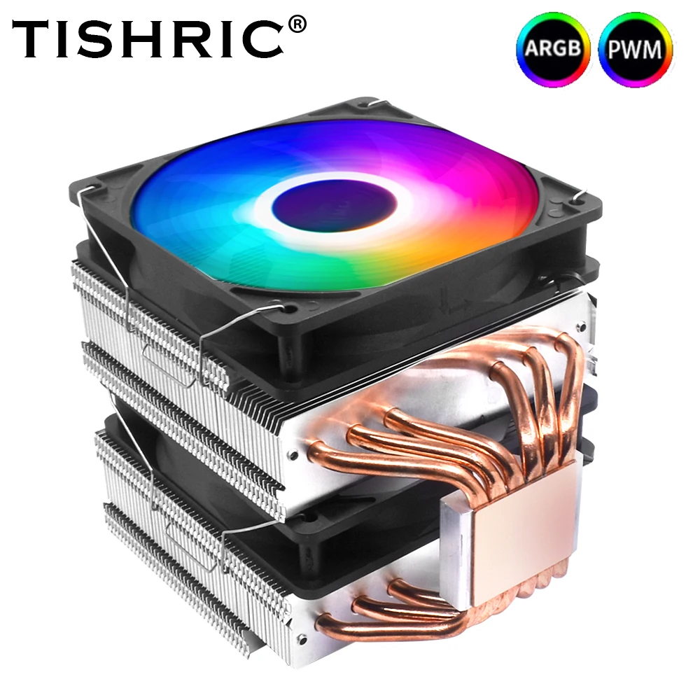 

TISHRIC CPU Cooler Fan 6 Heat Pipes 4 Pin PWM CPU Cooling Fan For lntel LGA 1700 2011 1200 1150 1151 X79 X99 E5 AMD AM3 AM4