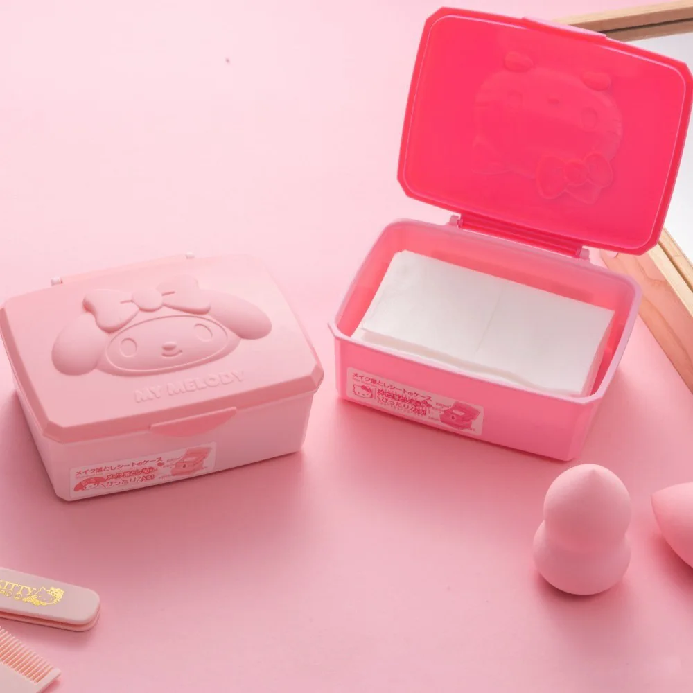 

Sanrio My Melody Hello Kitty Storage Box Flip Top Organizer for Cotton Swabs Makeup Stationery Jewelry
