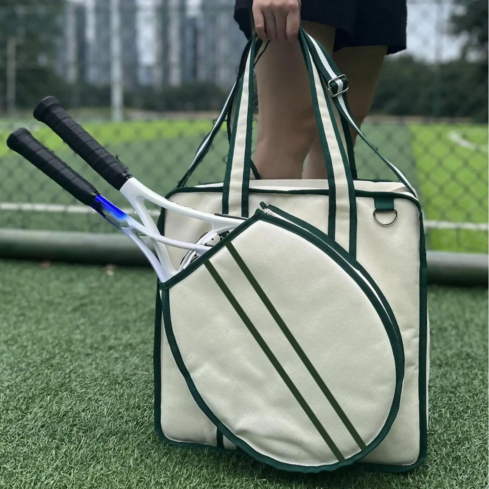 Tennis Bag Tote Racket Bag Large Storage Removable Adjustable Strap Fitness Carrying Bag Badminton Bag Tennis Handbag