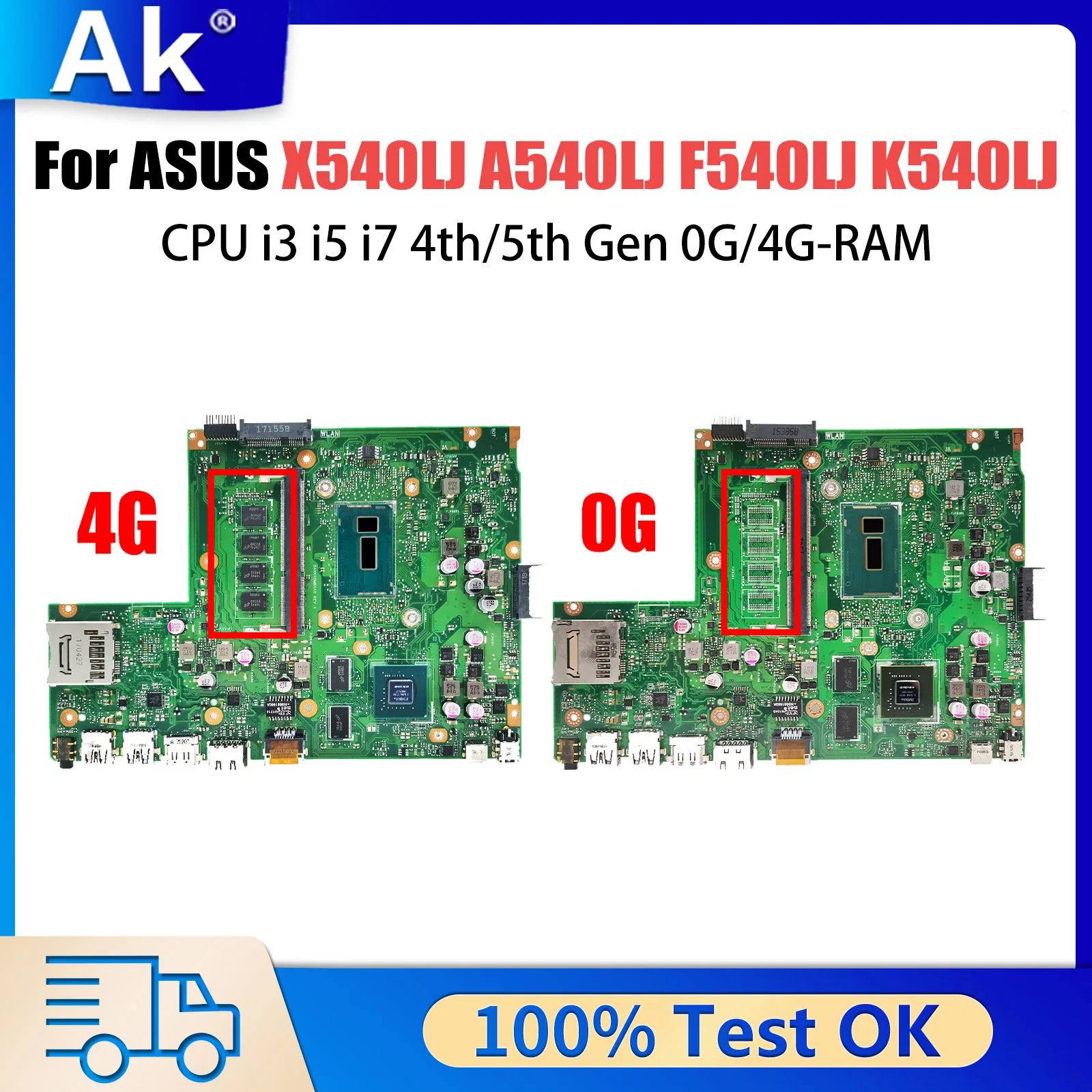 

X540LJ Mainboard For ASUS A540LJ F540LJ K540LJ R540LJ X540L Laptop Motherboard CPU i3 i5 i7 4th/5th Gen 0G/4G-RAM GT920M