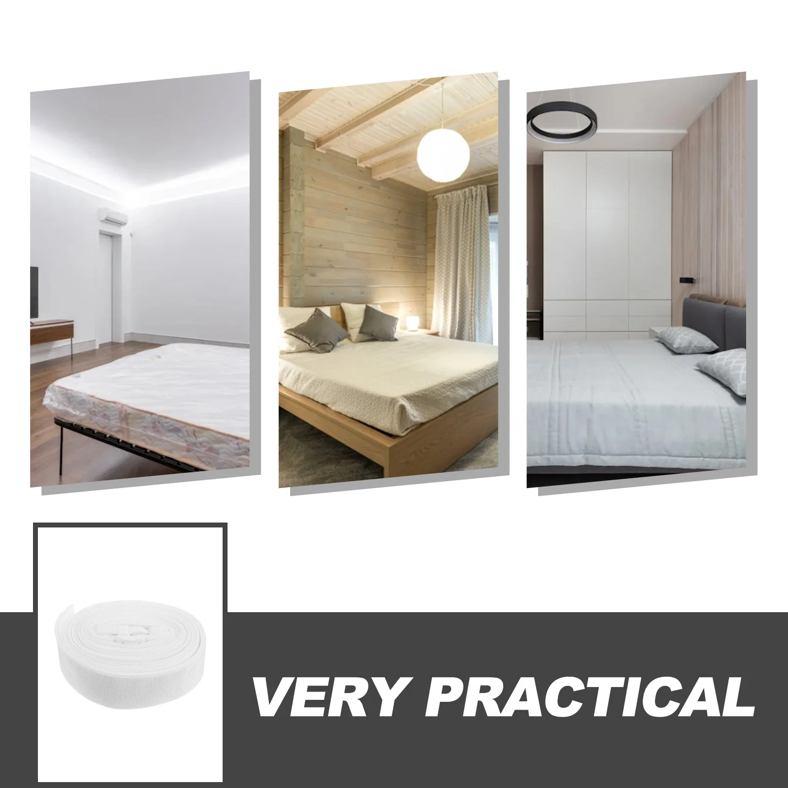 جسر سرير أبيض لأسرة سبليت كينج قابلة للتعديل، حزام مزدوج بتصميم غير قابل للانزلاق، حشو فجوة المرتبة #4