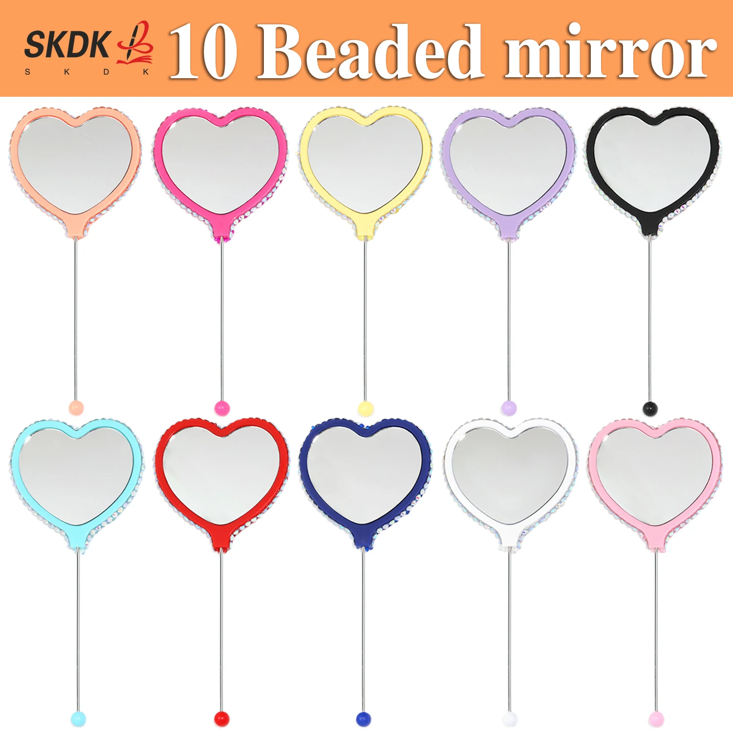 10-個-diy-ハート型ミラー-手持ちかわいい化粧鏡ポータブルコンパクトミラーシンプルラブリー-ブックマークギフト