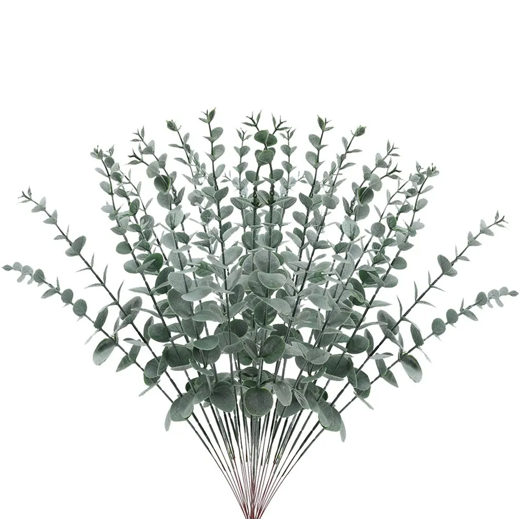 

15Pcs Eucalyptus 5 Forks Money Leaf Simulation Artificial Flowers DIY Nordic Wedding Home Room Decoration Artificial Plants