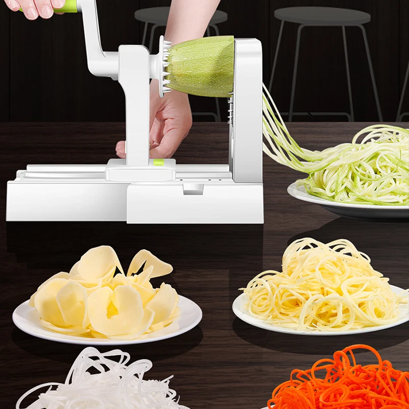 

F2 Foldable Vegetable Spiralizer with Extra Blade Box Vegetable Slicer Vegetable Shredder Handle for Cucumber Potato Zucchini