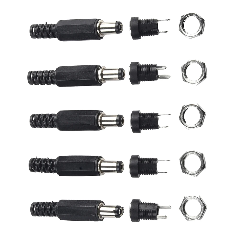 Power Connector Kit DC Power Connectors Home Improvement Male Connector Length 13mm Socket Panel Aperture 12mm For CCTV Cameras