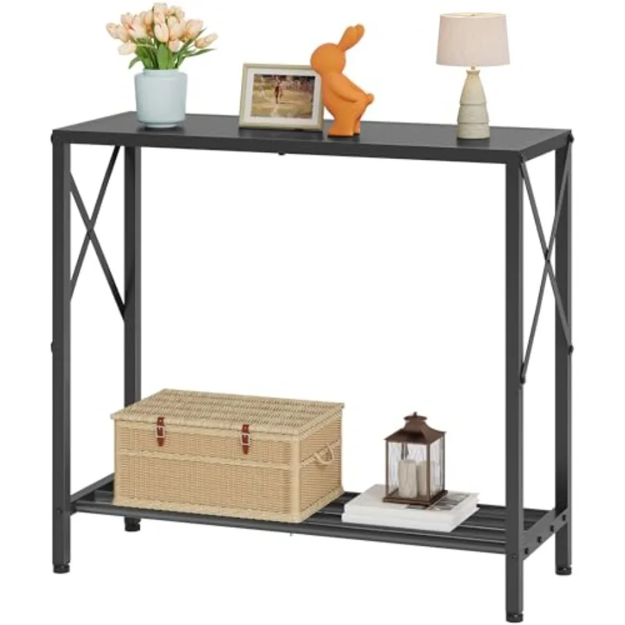 

Small Entryway Table 2-Tier Narrow Consle Table for Entryway Small Hallway Table with Storage Shelves Thin Sofa Table for Hallw