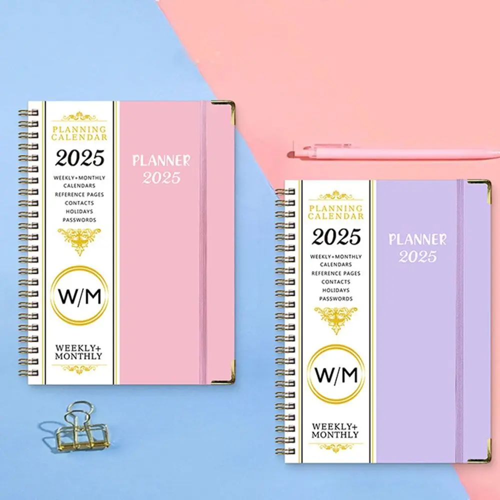 with Index Tags Coil 2025 Planner Notebook 365 Days Daily Plan A5 Agenda Notebook Diary Notepad Academic Weekly Agenda