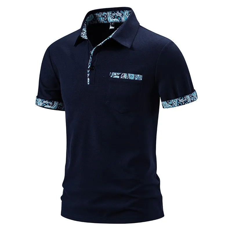 

Men's Paisley Collar ort Sve T-irt 2025 Eurocode SS Reflective Cool Feeling Cotton Blend ex Other Ocns