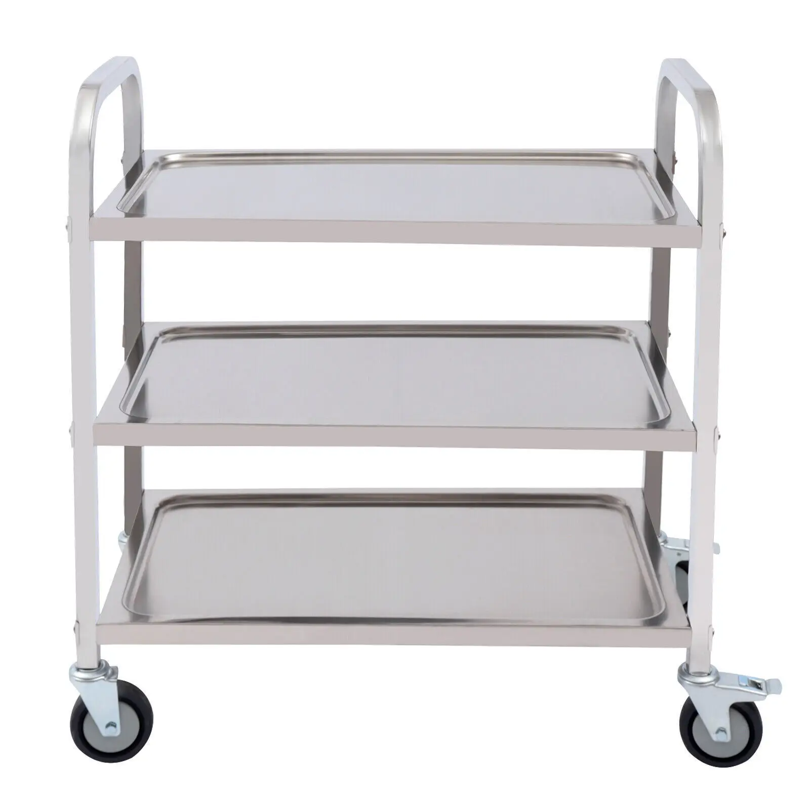 3 Floors Stainless Steel Serving Trolley Transport Cart  Kitchen Roller