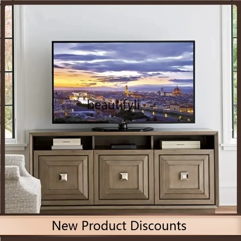 

K185 Solid Wood Living Room TV Floor Cabinet Background Wall Film and Television Cabinet Retro Small Apartment Decoration Locker