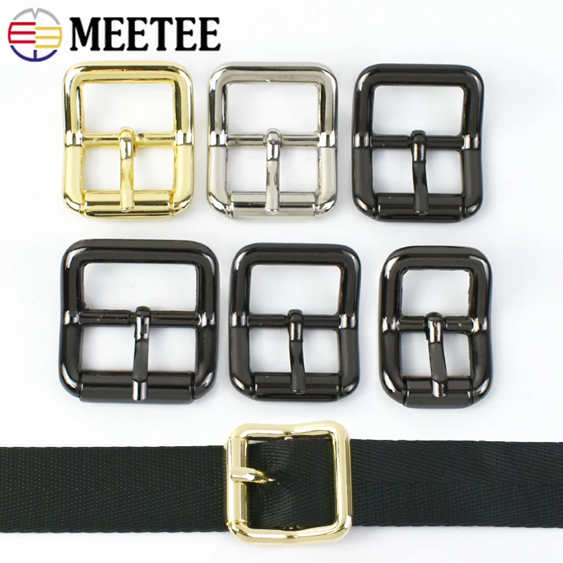 5Pcs Meetee 15/20/25mm Metal Pin Belt Buckle Bag Strap Adjustment Roller Clasp Webbing Belts Shoes Hooks DIY Hardware Accessory