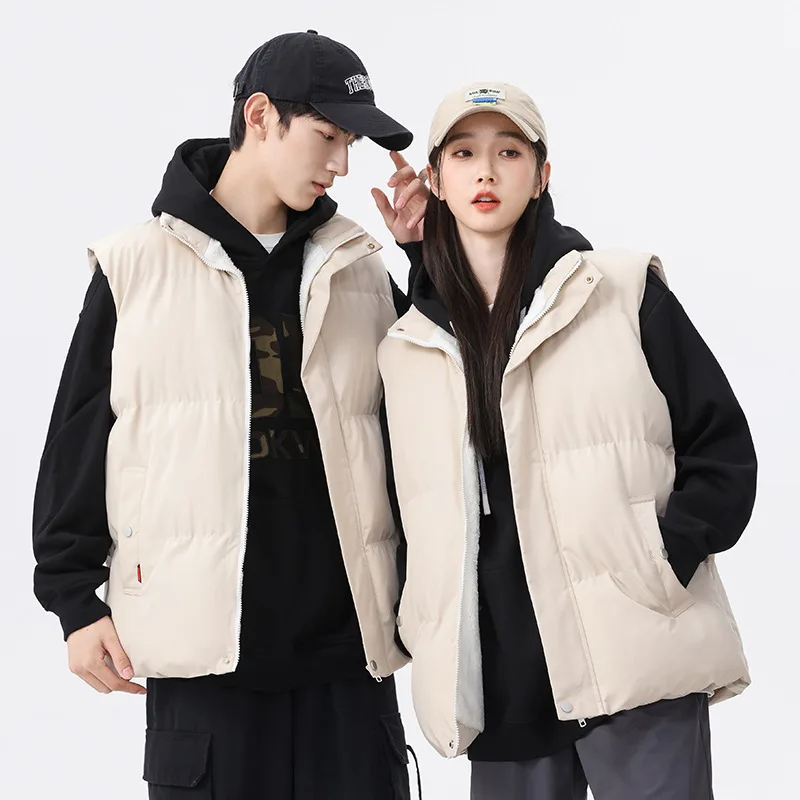 

Winter New Couple Thicken High Quality Waistcoat Lamb Cashmere Thick Vest for Men Brand Velvet Warm Sleeveless Mens Vests Jacket