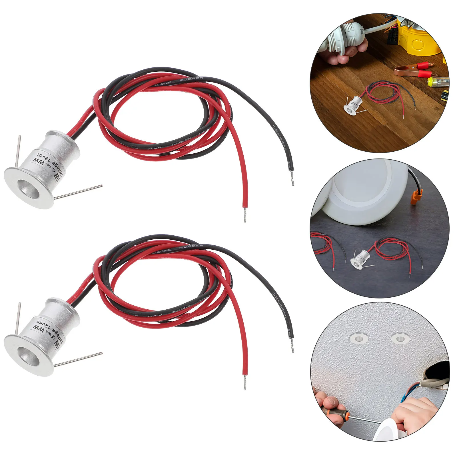 2Pcs Compact Mini LED Spotlight DC12V 1W Thumb Sized Embedded Downlight for Cabinets Rv Boats Bathrooms Bedrooms Mirror Cabinets