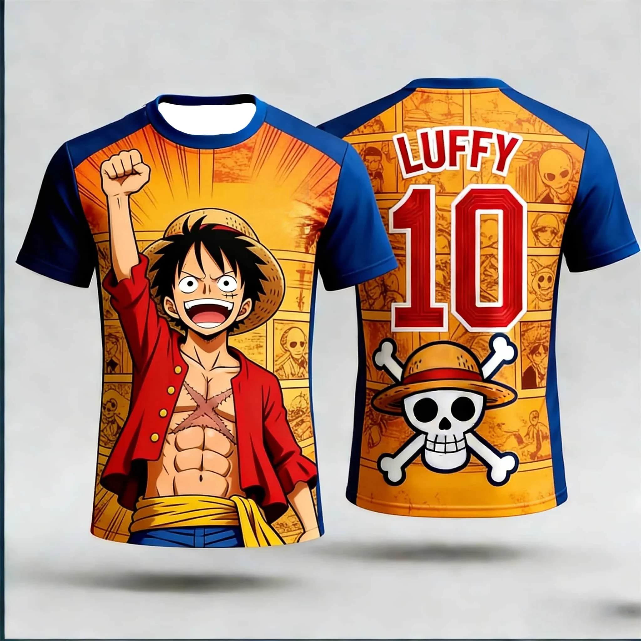 

2026 Summer Japan One Piece Luffy Football Jersey T-shirt Kids Football Special Jersey Men's/Women's Quick-Drying T-shirt