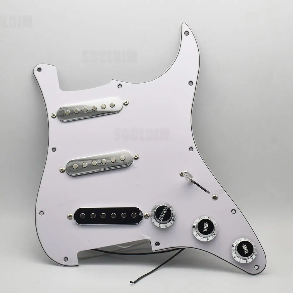 Chrome Electric Guitar Pickguard Pickups Loaded Prewired 11 Hole SSS Pickguard Pickup for ST Electric Guitar