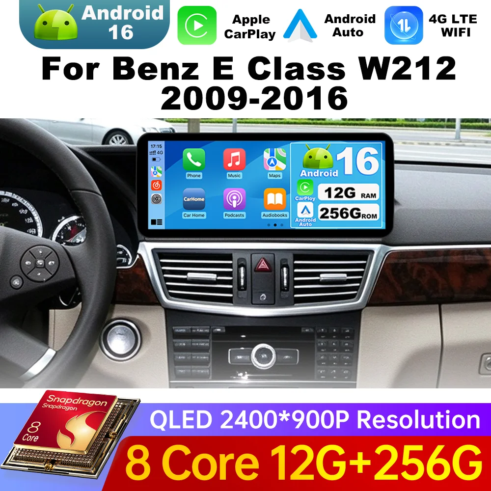 For Mercedes Benz E Class W212 2009 - 2016 GPS Navi WiFi BT 4G Android 16 Car Radio Multimedia Video Player HD Touch Screen