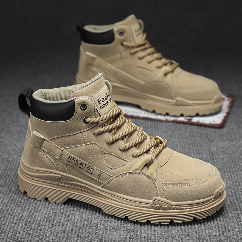 

Men Snow Boots Winter Anti Slip Plush Indoor Warm Cold Proof Snow Boots High Top Platform Lace Up Outdoor Sport Work Boots