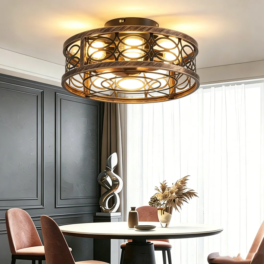 50CM Invisible Fan Light Dc Motor Silent Electric Fan Retro Ventilator Lamp For Dining Room Bedroom Home Ceiling Lamp Fans