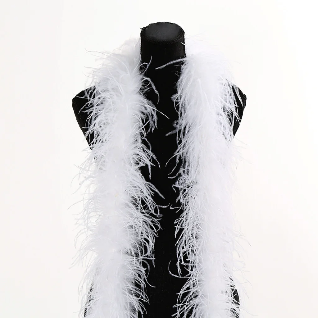 

2Meter White Ostrich Feather Boa Multi Layer Thick Trim 2/3/4/5/7 Layers for Stage Performance Costume Clothing Cuff Supplies
