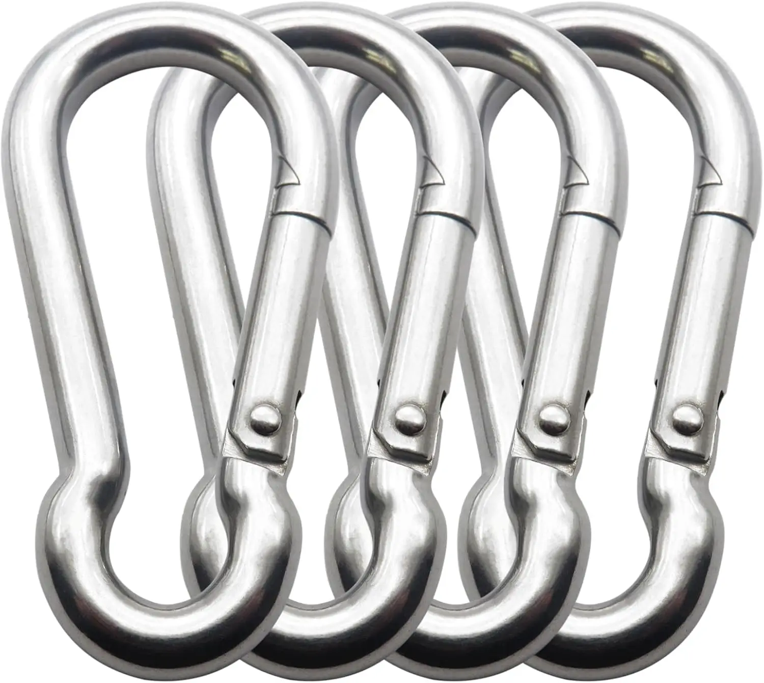 

4 Pack 3.15 Inch Spring Snap Hook Carabiner for Home Gym Cable Machine Pulldown Attachment, Heavy Duty Steel Clip for Outdoor