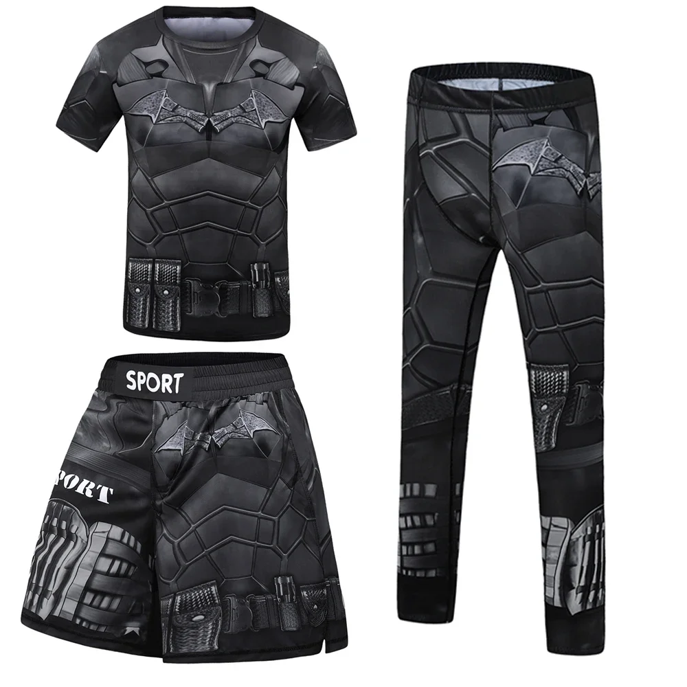 Kindershirt Broek Set Jongens MMA Shorts Boksen Muay Thai Jiu Jitsu Rashguard Kinderen Kickboksen Hardlooptraining Sportpak