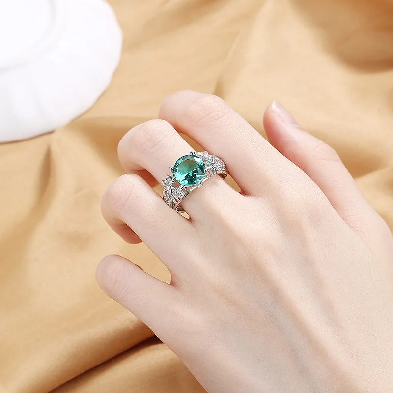 DIY accessories Retro style Maldives blue-green open ring women's fashion hollow star ring niche ins style jewelry batch