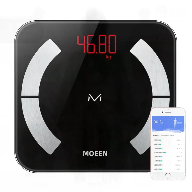 

Smart Body Fat Scale LCD Touchscreen Electronic Weighing Precision Household Weight Health Scale Ice Crystal White Black Rose