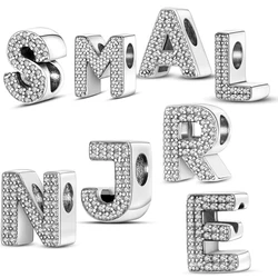 925 Silver Charms Zircon Alphabet A-Z Beads Pendants Dangles Fit Original Charm Bracelet Women DIY Gift Jewelry