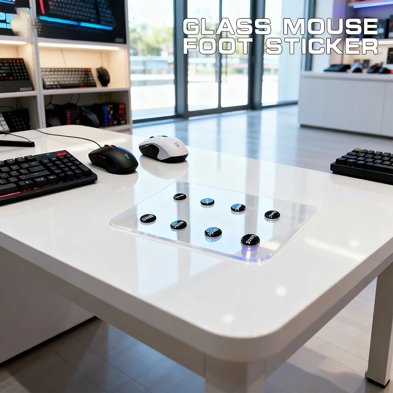 

1 Pack Glass Mouse Skates DIY Universal Dots Mouse Feet Pads Sticker for Gaming Mouse Anti-Slip Pad