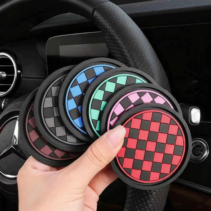 Car Cup Mat, Thick Personalized Fashion Non-Slip Wear-Resistant Heat Insulation Cup Pad for Car Cup Holder & Storage Slot
