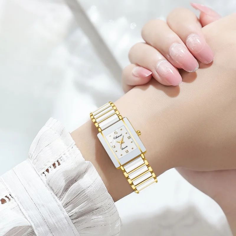 CHENXI 104A موضة زوجين ساعة كوارتز أنيقة مربع الهاتفي مقاوم للماء بسيط المرأة و ساعة رجالي تاريخ ساعات الزوجين هدايا