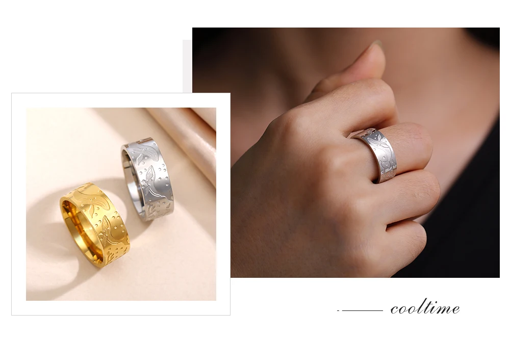 COOLTIME Wal Ringe für Frauen Männer Edelstahl Gold Farbe Mode Niedlichen Tier Finger Ringe Party Schmuck Geschenk – Detail 8