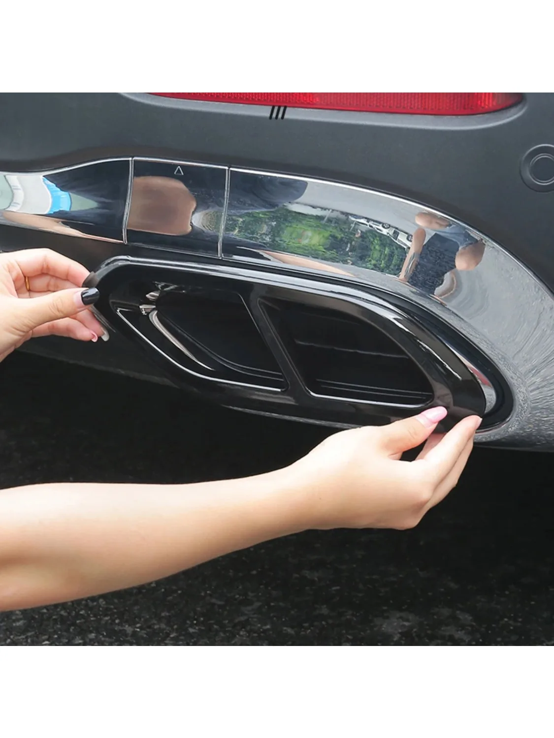 Pour mercedes-benz GLC X254 C254 2022-2024 accessoires de voiture en acier inoxydable noir silencieux d'échappement arrière fin tuyau couverture garniture