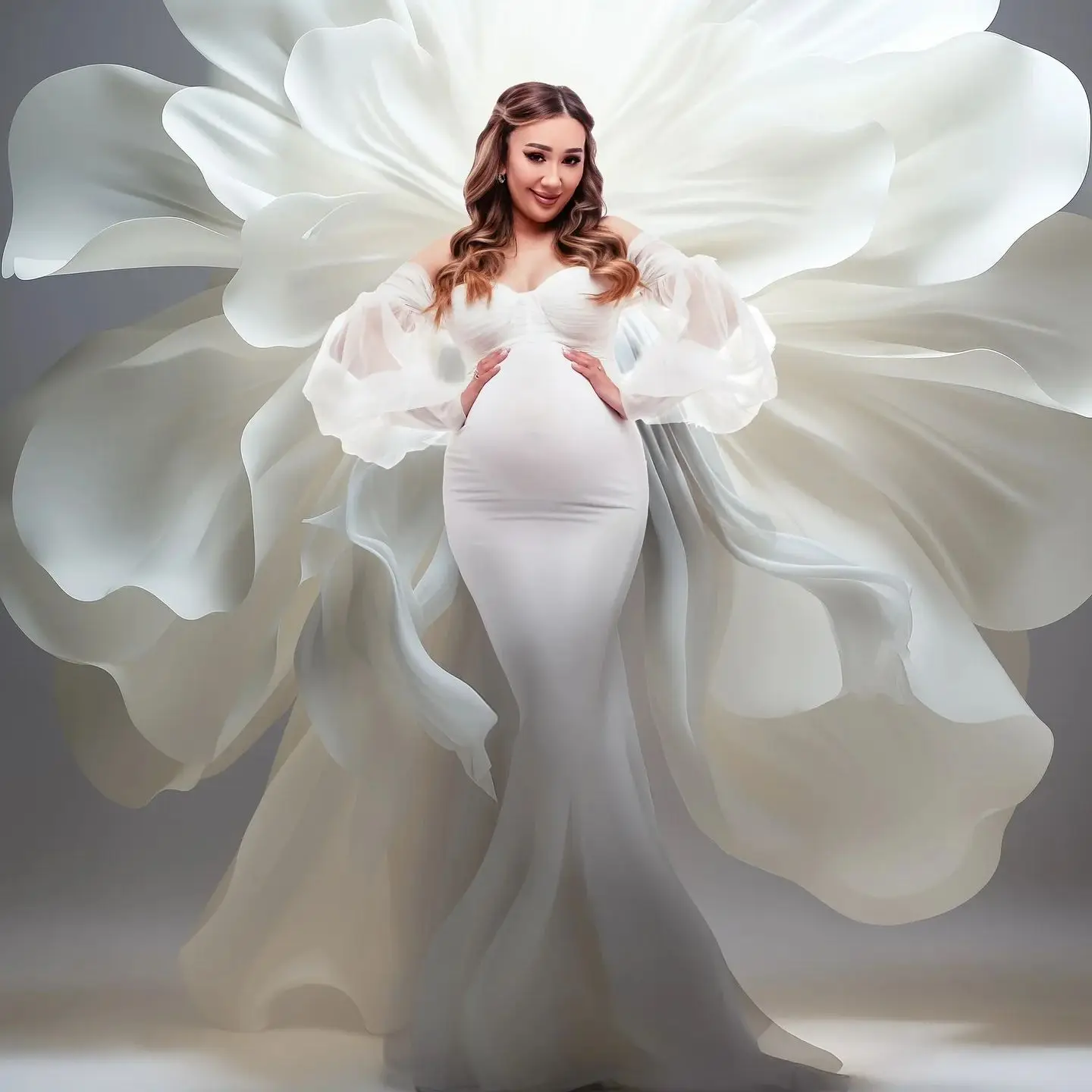 

White 2Pcs Maternity Dress for Photography Sweetheart Mermaid Gala Gown Customized Sexy Pregnant Photo BabyShower Gowns